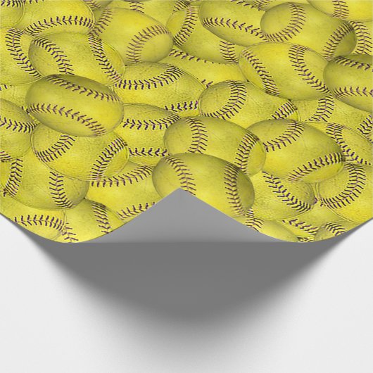 geel softball-collectie cadeaupapier (Hoek)