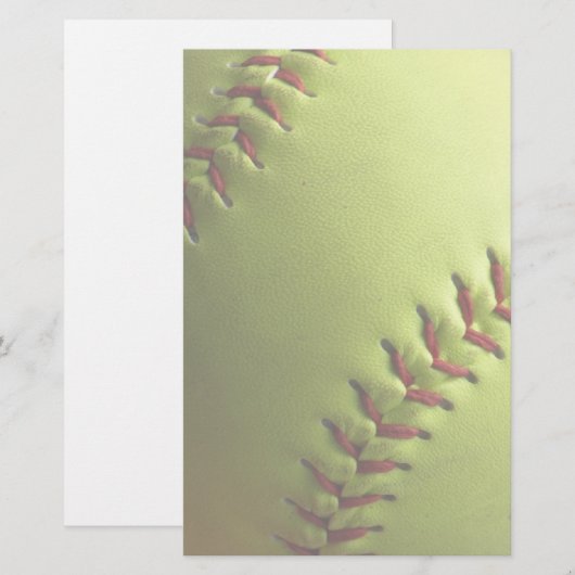 Geel Softball Light Briefpapier (Voorkant / Achterkant)
