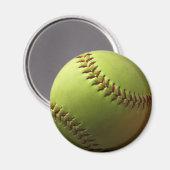 Geel Softball Mini Magneet (Voorkant / Achterkant)
