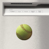 Geel Softball Mini Magneet (Insitu (Vaatwasser))