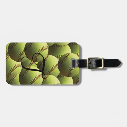 Geel Softball Multibehangpapier Bagagelabel (Voorkant horizontaal)