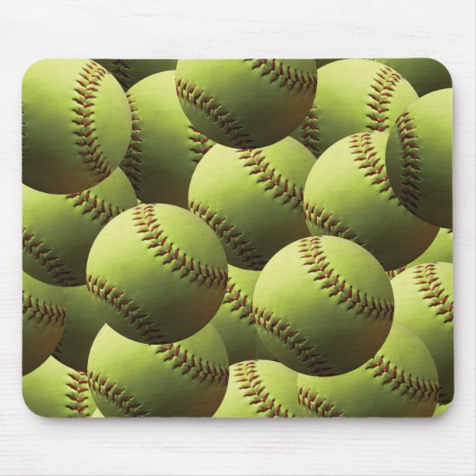 Geel Softball Papered Muismat (Voorkant)