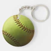 Geel Softball Red Initiaal of nummer Sleutelhanger (Achterkant)