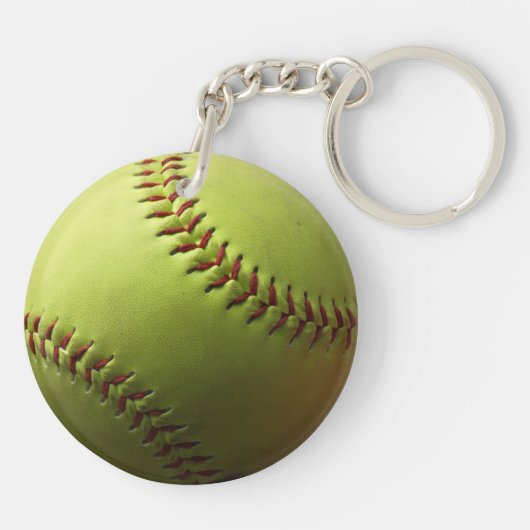 Geel Softball Red Initiaal of nummer Sleutelhanger (Achterkant)