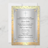 Geel Sparkle Jewel Baptism/Christening Invite Kaart (Voorkant)