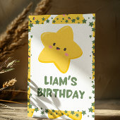 Geel Speelse ster Kids Verjaardag uitnodiging Kaar