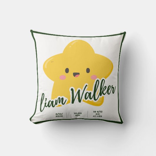 Geel Speelse ster Kussen (Voorkant)