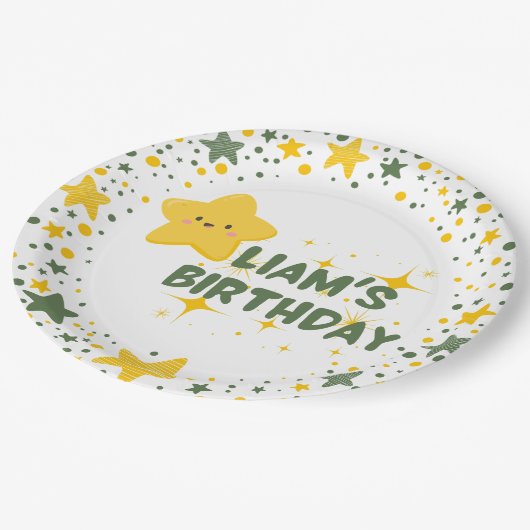 Geel speelse ster thema kind party borden papieren bordje (Gekanteld)