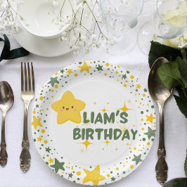 Geel speelse ster thema kind party borden papieren bordje