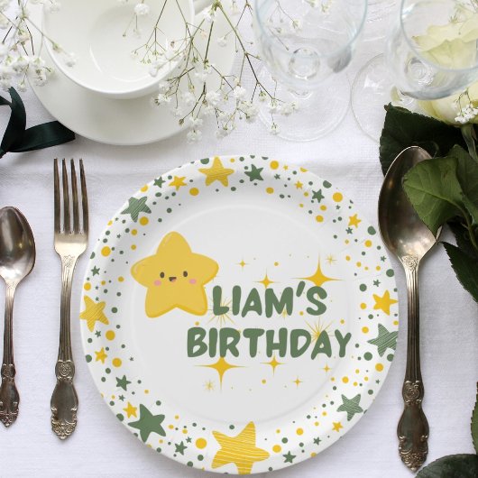 Geel speelse ster thema kind party borden papieren bordje