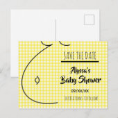 Geel speldenbult Baby shower sparen de Datum Aankondigingskaart (Voorkant / Achterkant)