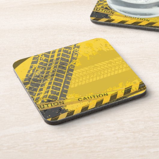 Geel spoor van banden bier onderzetter (Linkerzijde)