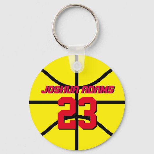 Geel sportteam Athleten Basketball Sleutelhanger (Voorkant)