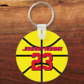 Geel sportteam Athleten Basketball Sleutelhanger (Voorkant)