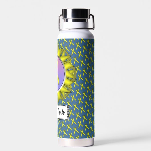 Geel standaardlintje door Kenneth Yoncich Waterfles (Achterkant)