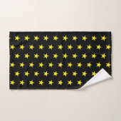 Geel Star-patroon op zwart Bad Handdoek (Handdoek)