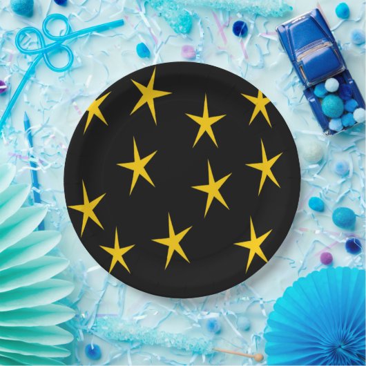 GEEL STARS PAPIEREN BORDJE (Feest)