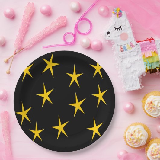 GEEL STARS PAPIEREN BORDJE (Feest)