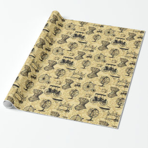 Geel steampunk Patroonpapier Cadeaupapier