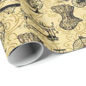 Geel steampunk Patroonpapier Cadeaupapier (Rol Hoek)
