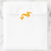 Geel Steenbok Zeegeit Zodiac Silhouet Vierkante Sticker (Tas)
