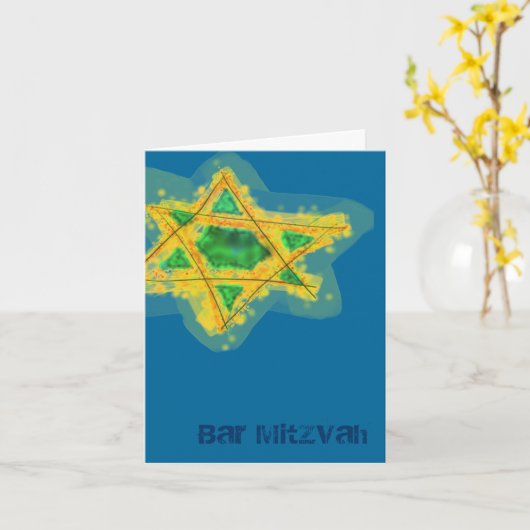 Geel Ster Bar Mitzvah Kaart (Gele Bloem)