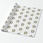 Geel Sterpatroon Minimalistisch Modern Cadeaupapier (Uitgerold)