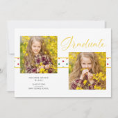 Geel Stippen Afstudeercadeau 2 Foto's Afstuderen Aankondiging (Voorkant)