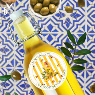 Geel Streep Zalfolie Kerk Favor Geschenk Ronde Sticker