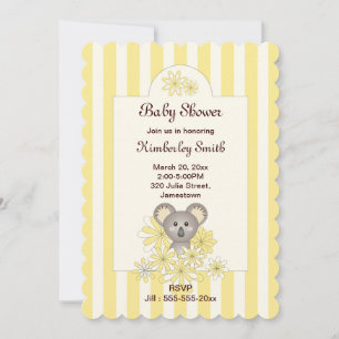 Geel Stripe Koala Genderneutraal Baby shower Kaart