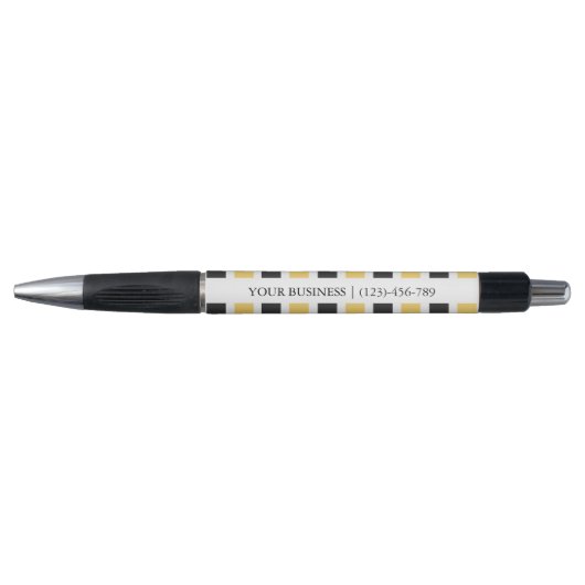 Geel striped patroonpatroon gepersonaliseerd pen (Voorkant)