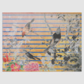 GEEL STRIPEN EN JAPANS BIRD WEEFSELPAPIER TISSUEPAPIER (Voorkant)