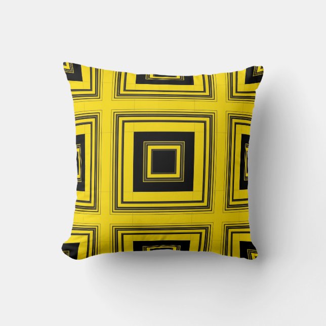 Geel  Stripes Retro Art Design Abstract Kussen (Voorkant)
