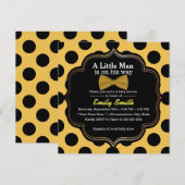 Geel Stropdas Polka Dots Little Man Baby shower Kaart (Voorkant / Achterkant)