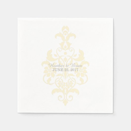 Geel subtiel Damask Paper Napkins Servet (Voorkant)