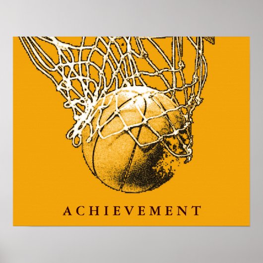 Geel Succes Achievement Sport Basketbal Poster (Voorkant)