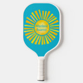 Geel Sun Caribbean Blue gepersonaliseerd Pickleball Paddle (Achterkant)