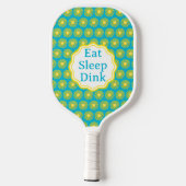 Geel Sun Caribbean Blue gepersonaliseerd Pickleball Paddle (Achterkant)