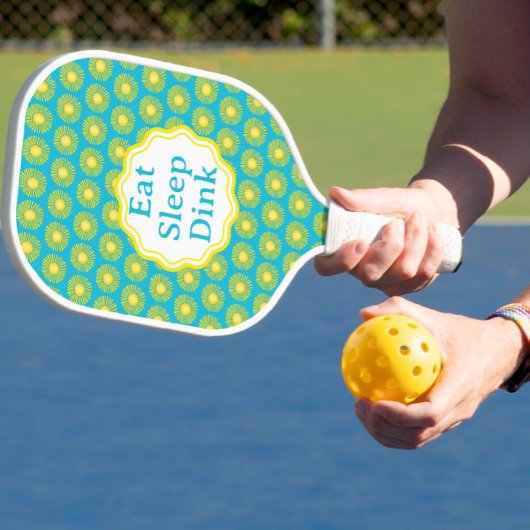 Geel Sun Caribbean Blue gepersonaliseerd Pickleball Paddle