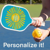 Geel Sun Caribbean Blue gepersonaliseerd Pickleball Paddle