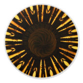 Geel Sunburst radiaal patroon Keramische Knop (Voorkant)