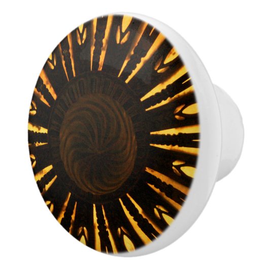 Geel Sunburst radiaal patroon Keramische Knop (Rechts)