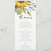GEEL SUNFLOWER AUTUMN WATERVERF FLORAL WEDING MENU (Voorkant)