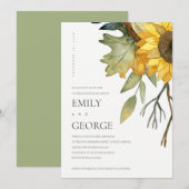 GEEL SUNFLOWER FLORAL COUPLE SHOWER-KAART BEDANKKAART (Voorkant / Achterkant)