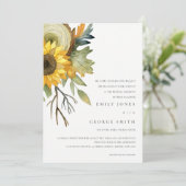 GEEL SUNFLOWER WATERVERF FLORAL WEDDING INVITE BEDANKKAART (Staand voorkant)
