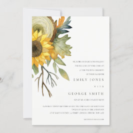 GEEL SUNFLOWER WATERVERF FLORAL WEDDING INVITE BEDANKKAART