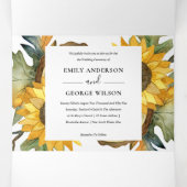 GEEL SUNFLOWER WATERVERF FLORAL WEDDING INVITE DRIELUIK UITNODIGING (Binnenkant midden)