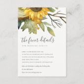GEEL SUNFLOWER WATERVERF FLORAL WEDING DETAIL INFORMATIEKAARTJE (Voorkant)