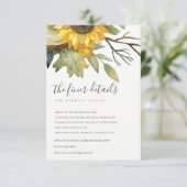 GEEL SUNFLOWER WATERVERF FLORAL WEDING DETAIL INFORMATIEKAARTJE (Staand voorkant)