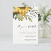 GEEL SUNFLOWER WATERVERF FLORAL WEDING DETAIL INFORMATIEKAARTJE (Staand voorkant)